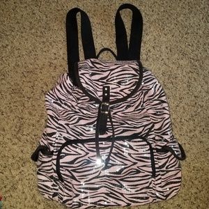 Pink zebra drawstring bag